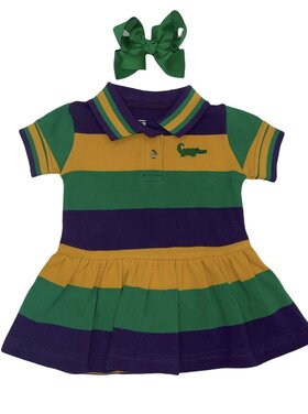 MeMes Mardi Gras Striped Drop Waist Dress