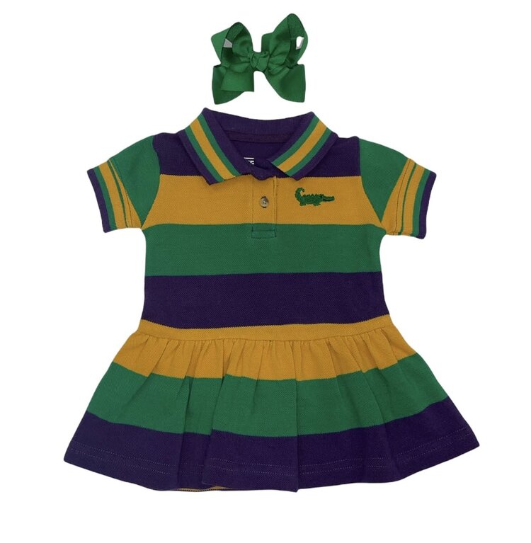 MeMes Mardi Gras Striped Drop Waist Dress