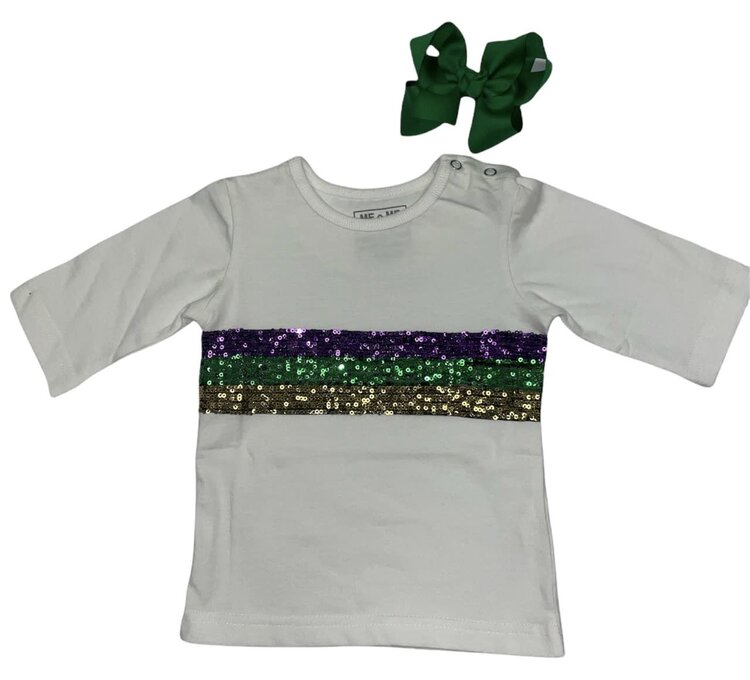 MeMes Mardi Gras Sequin Crew Neck Shirt