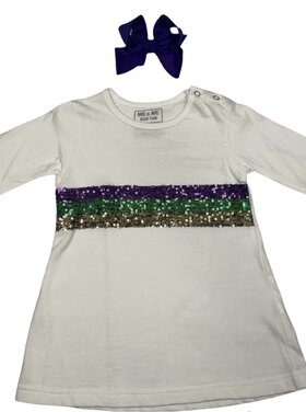 MeMes Mardi Gras Sequin Crew Neck Dress