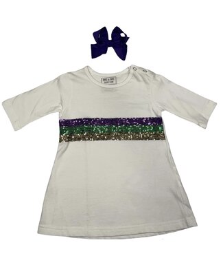 MeMes Mardi Gras Sequin Crew Neck Dress