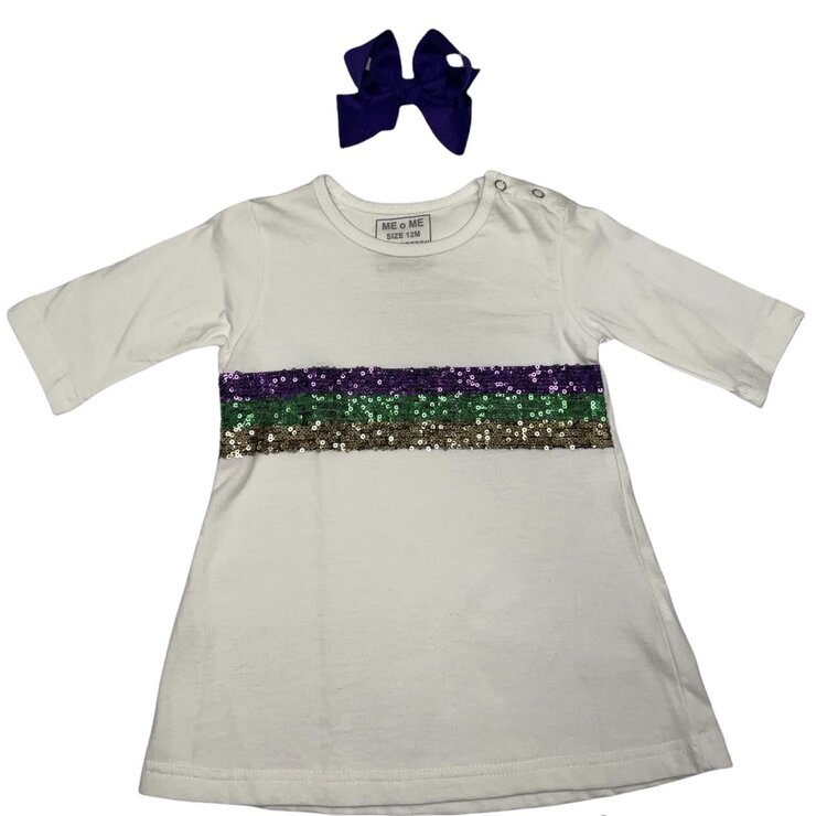 MeMes Mardi Gras Sequin Crew Neck Dress