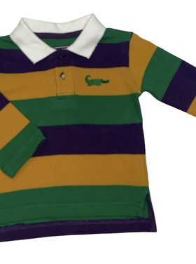 MeMes Mardi Gras Stripe Shirt w/ White Collar