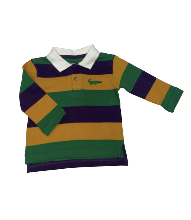 Mardi Gras Stripe Shirt w/ White Collar