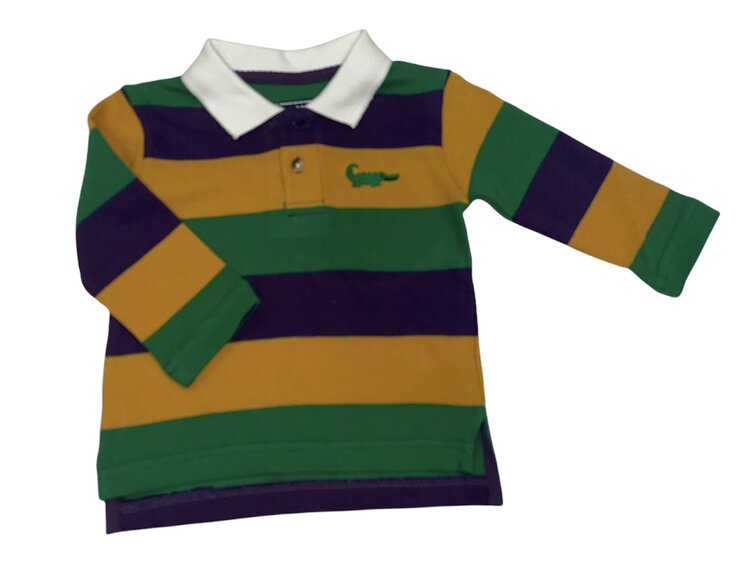 MeMes Mardi Gras Stripe Shirt w/ White Collar