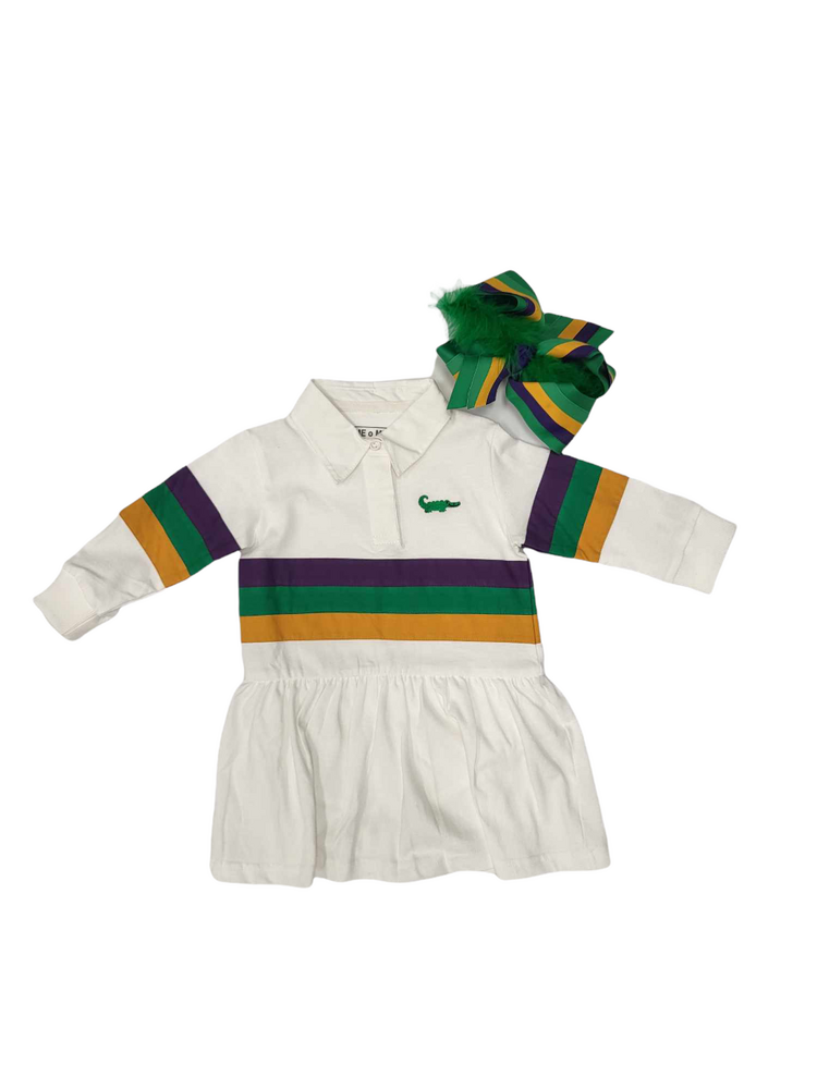 MeMes Mardi Gras Rugby Waist Dress