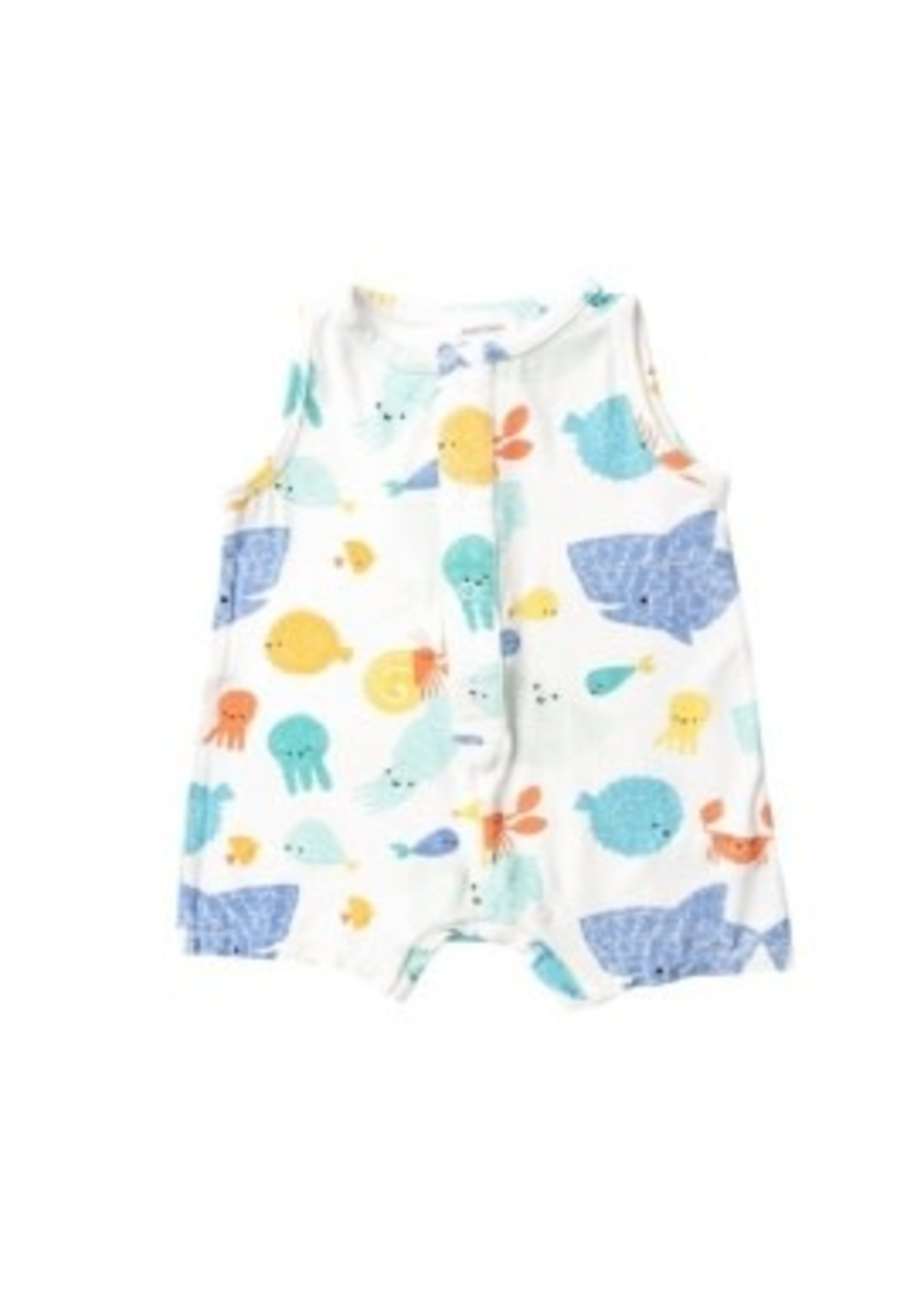 Angel Dear Dashed Underwater White Shortie Romper