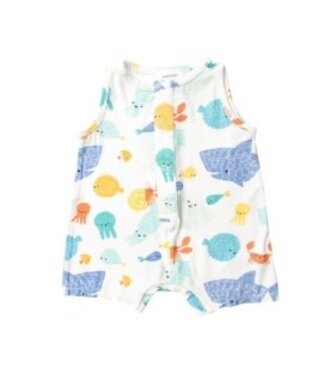 Angel Dear Dashed Underwater White Shortie Romper