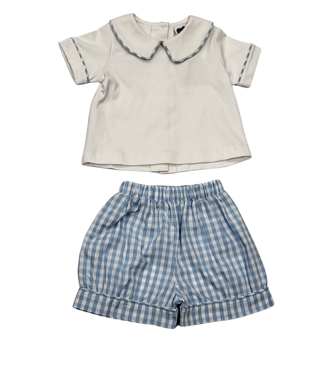 Blue Gingham Peter Pan Short Set