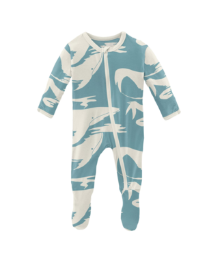 Kickee Pants Glacier Cloud Whales Zipper Footie