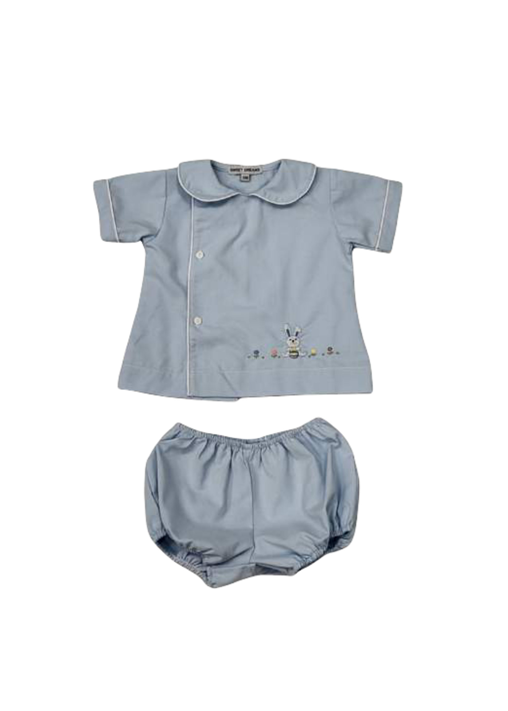 Sweet Dreams Blue Bunny Embroidered Diaper Set