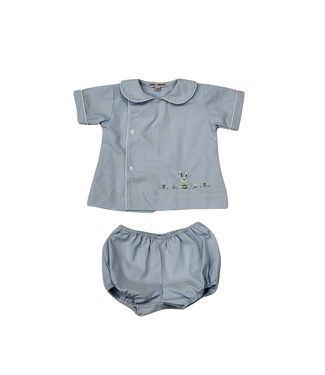 Sweet Dreams Blue Bunny Embroidered Diaper Set