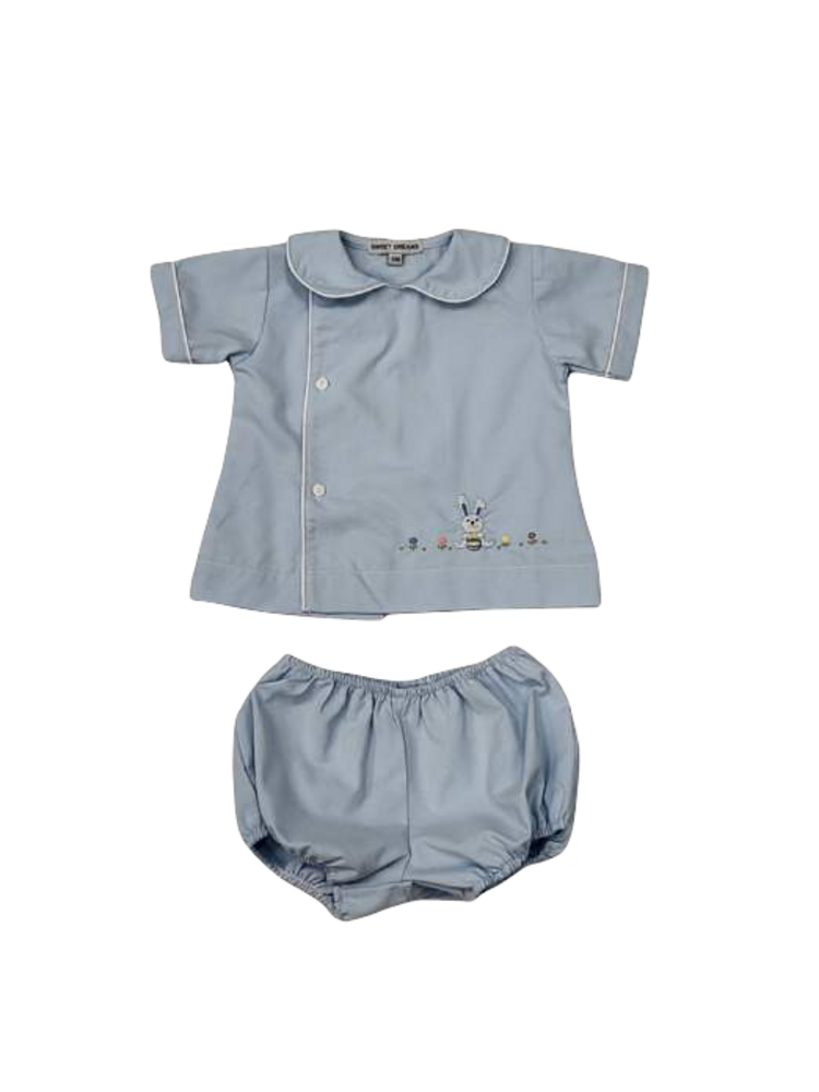 Sweet Dreams Blue Bunny Embroidered Diaper Set