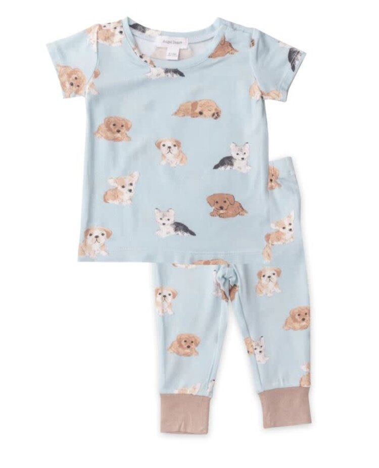 Angel Dear Soft Puppies Blue Short Sleeve Loungewear Set