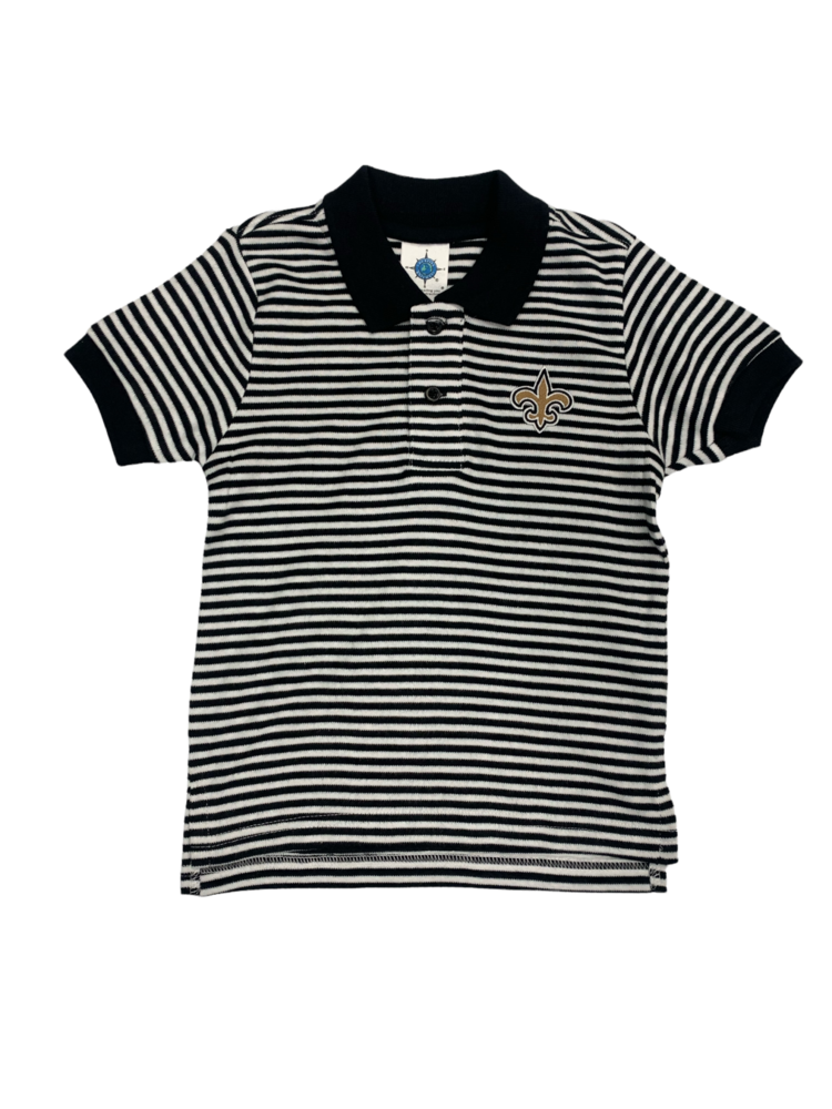 Creative Knitwear Saints - Black/White Striped Polo Shirt - 457