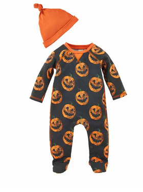 MudPie Boy Pumpkin Sleeper and Hat