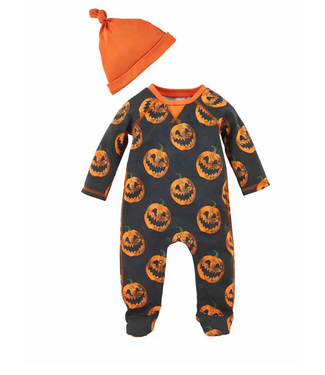 MudPie Boy Pumpkin Sleeper and Hat