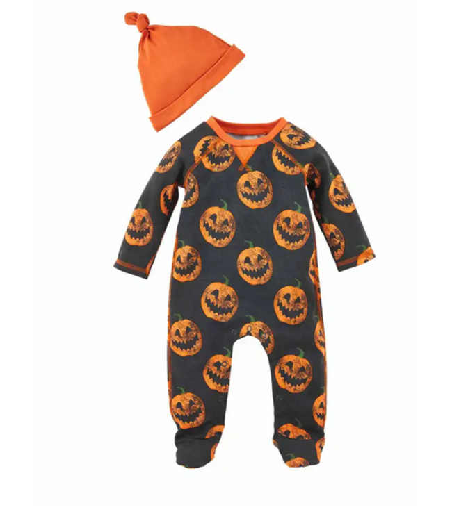 Boy Pumpkin Sleeper and Hat