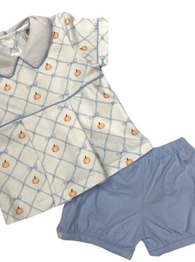 Cypress Row Pumpkin Trellis Collared Bubble Short Set