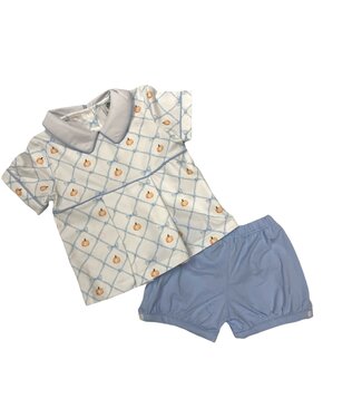 Cypress Row Pumpkin Trellis Collared Bubble Short Set