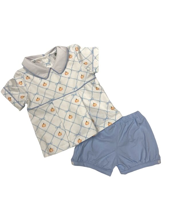 Pumpkin Trellis Collared Bubble Short Set