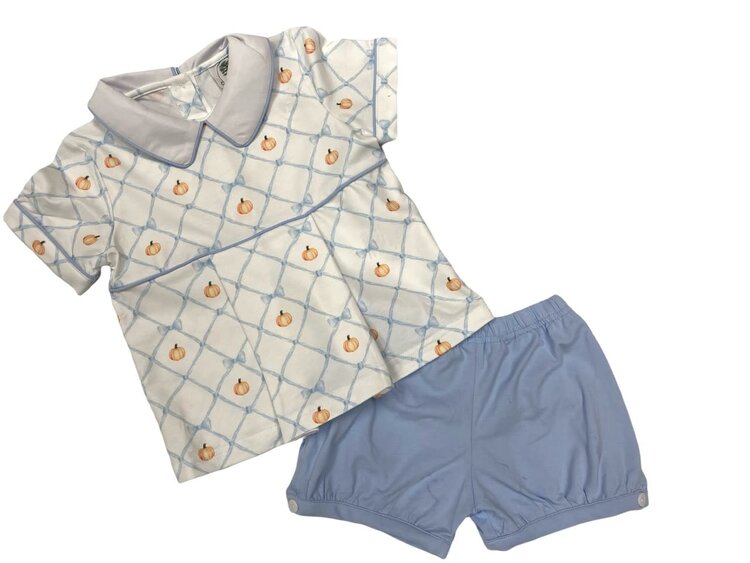 Cypress Row Pumpkin Trellis Collared Bubble Short Set