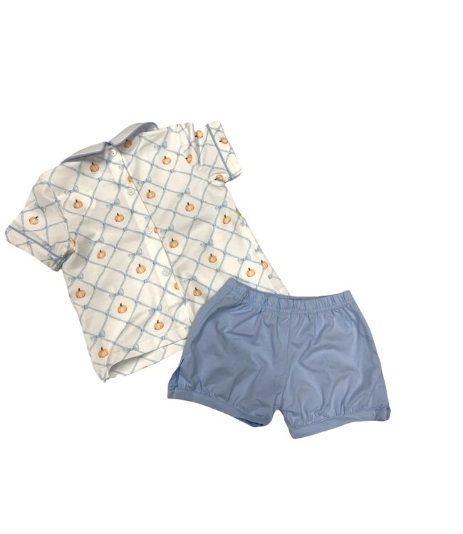 Pumpkin Trellis Collared Bubble Short Set