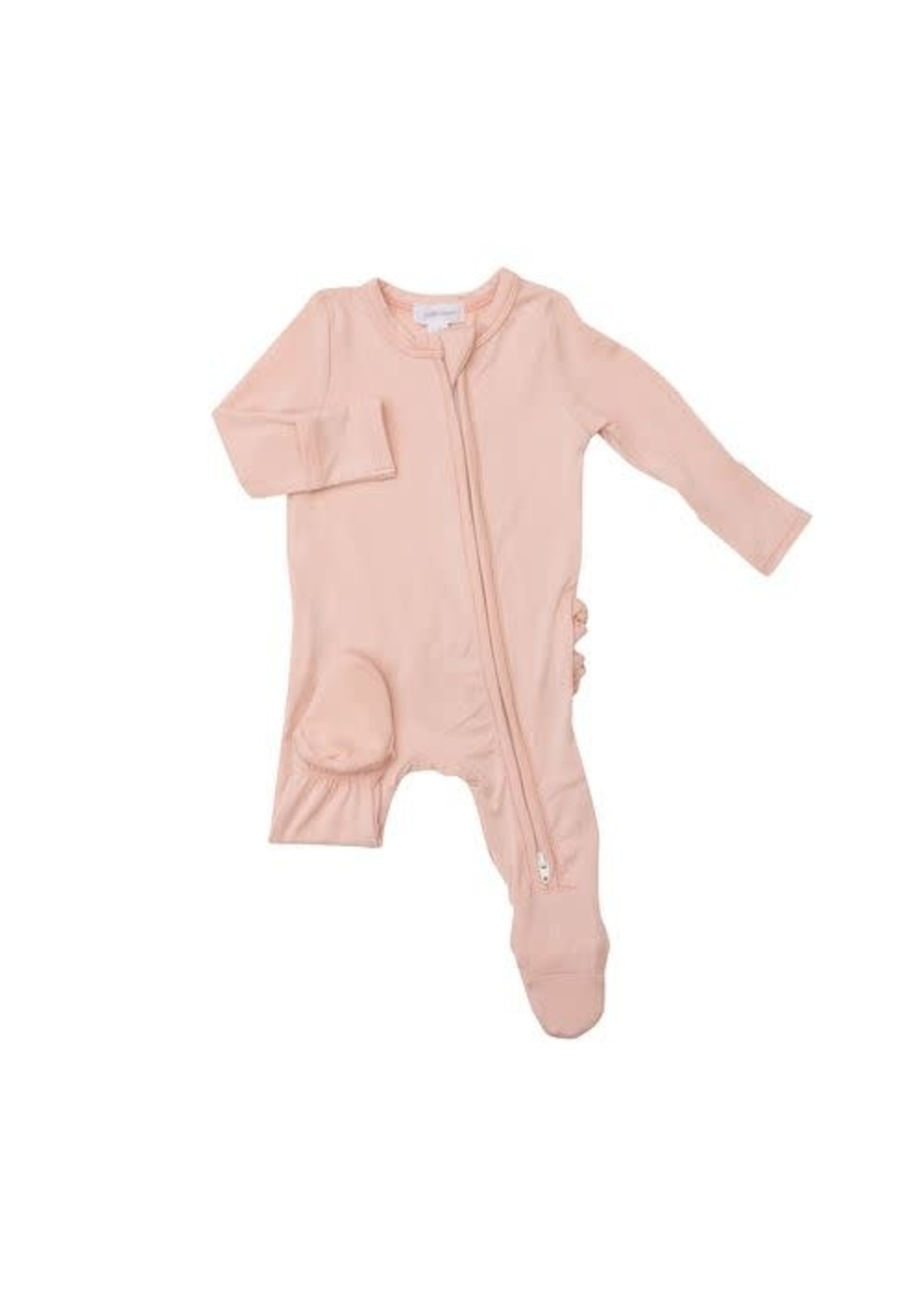 Angel Dear Pale Blush 2 Way Ruffle Zipper Footie