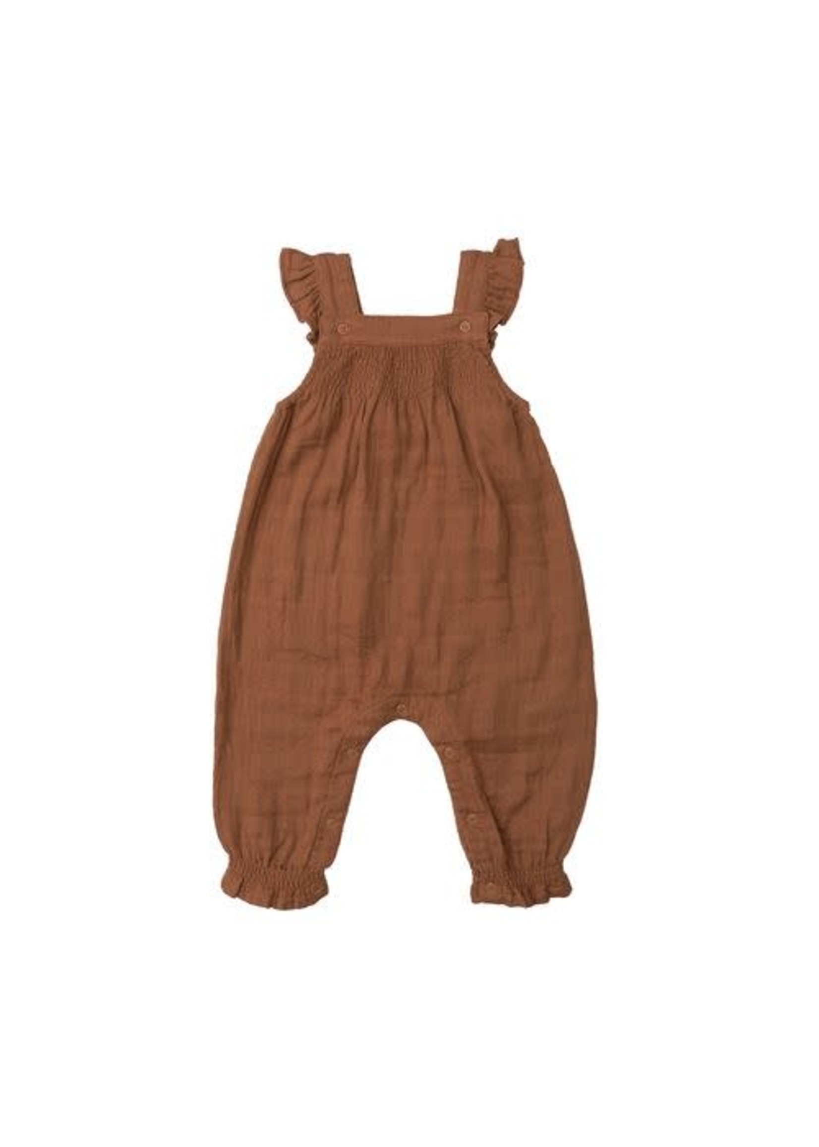 Angel Dear Muslin Caramel Cafe Smocked Coverall