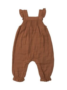 Angel Dear Muslin Caramel Cafe Smocked Coverall