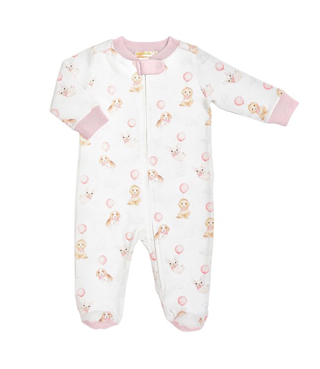Cute Puppies Pink Zipped Footie