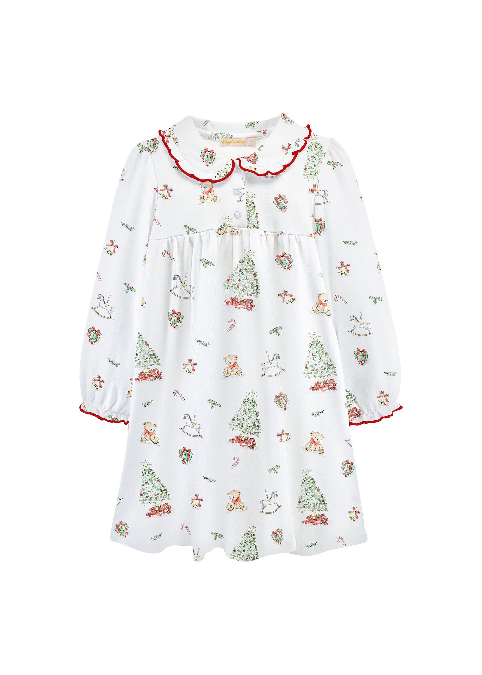 Baby Club Chic Christmas Tree Toddler Dress w/ Collar