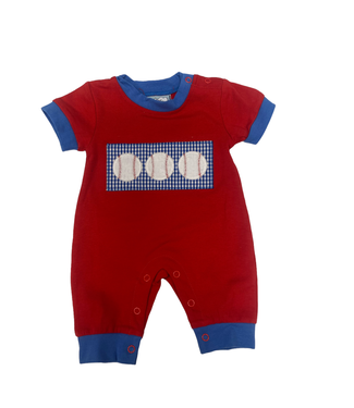 Three Sisters Baseball Applique Boys Romper