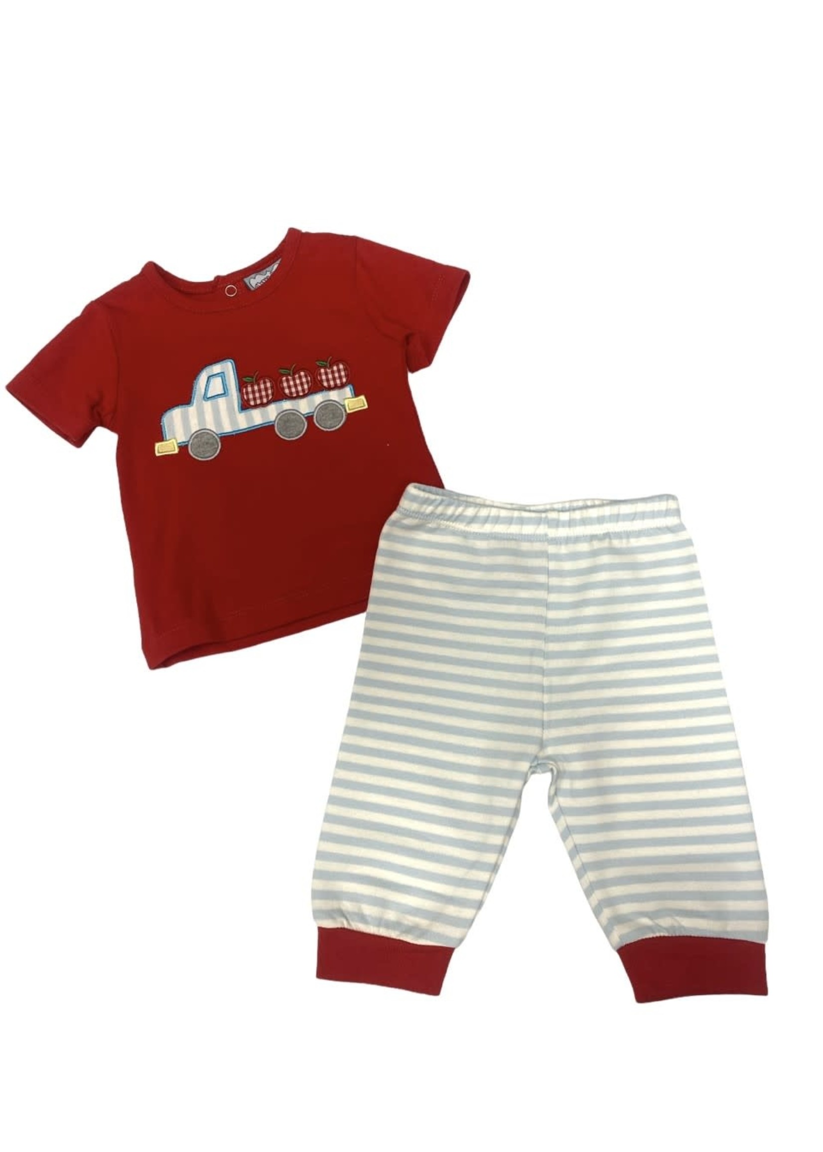 Three Sisters Apple A Day Applique Boys 2 Pc Set