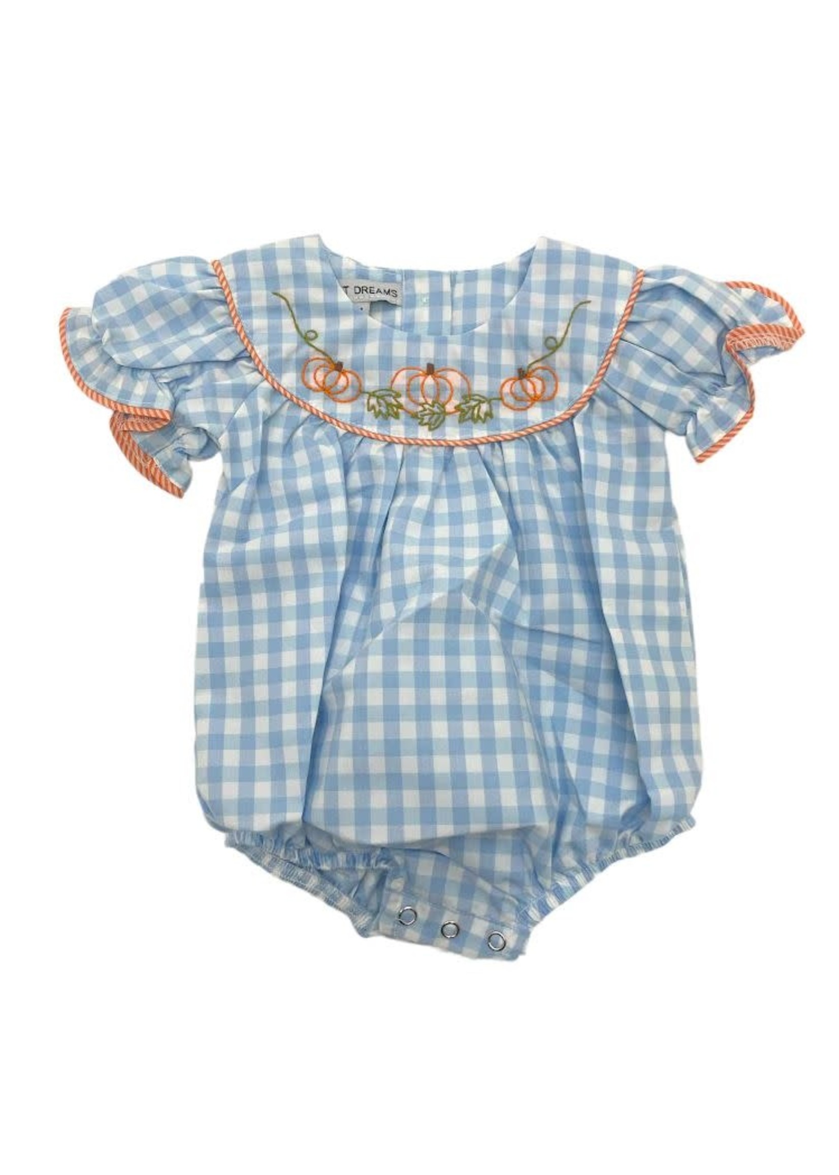 Sweet Dreams Blue Gingham Pumpkin Girl Bubble