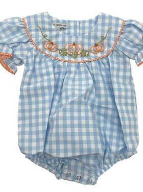 Sweet Dreams Blue Gingham Pumpkin Girl Bubble