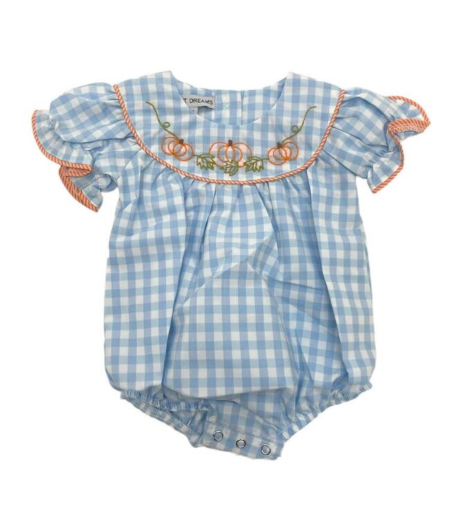 Blue Gingham Pumpkin Girl Bubble