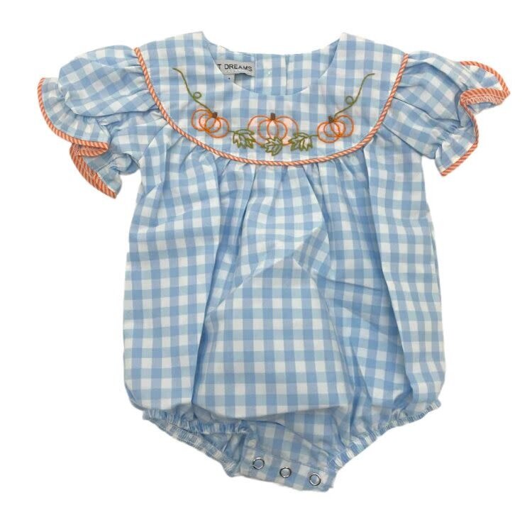 Sweet Dreams Blue Gingham Pumpkin Girl Bubble