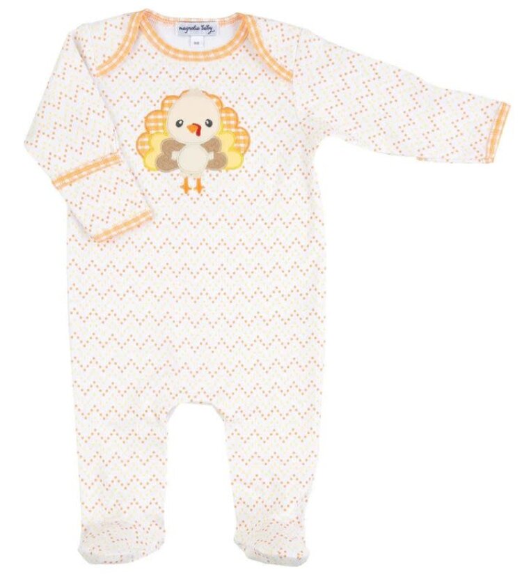 Magnolia Baby Little Gobbler Applique Lap Footie