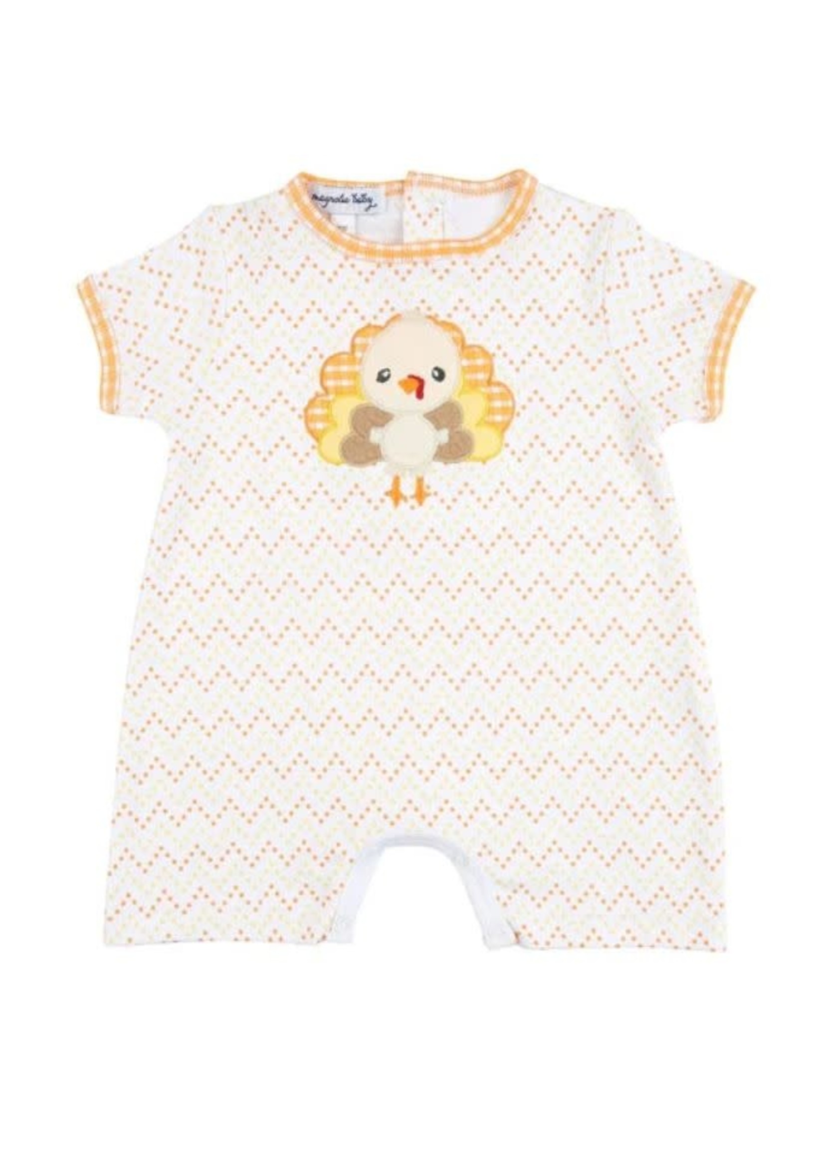 Magnolia Baby Little Gobbler Applique Short Playsuit