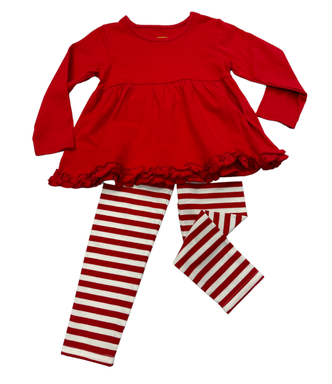 Red and White Girls Pant Set