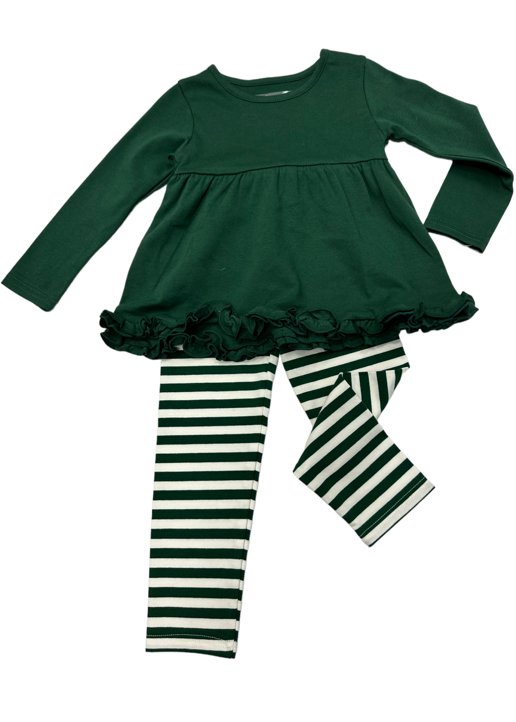Be Mine Green and White Girls Pants Set