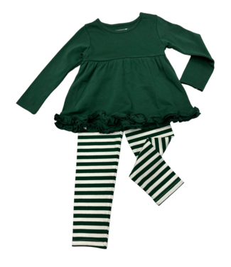 Be Mine Green and White Girls Pants Set