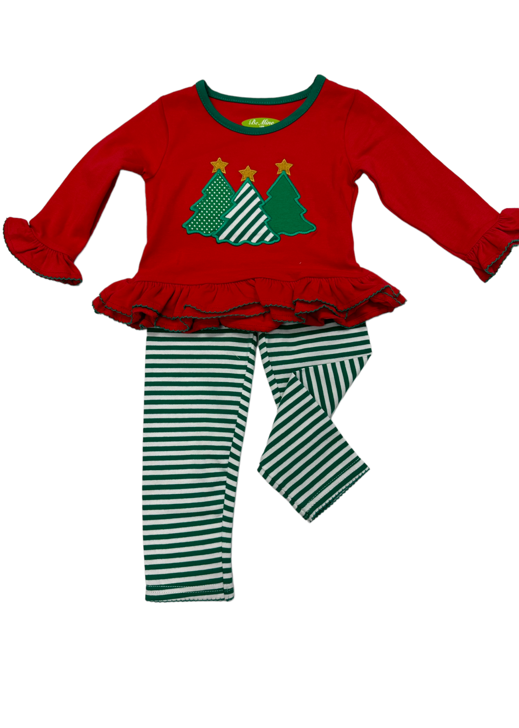 Be Mine Christmas Tree Applique Girls Pants Set