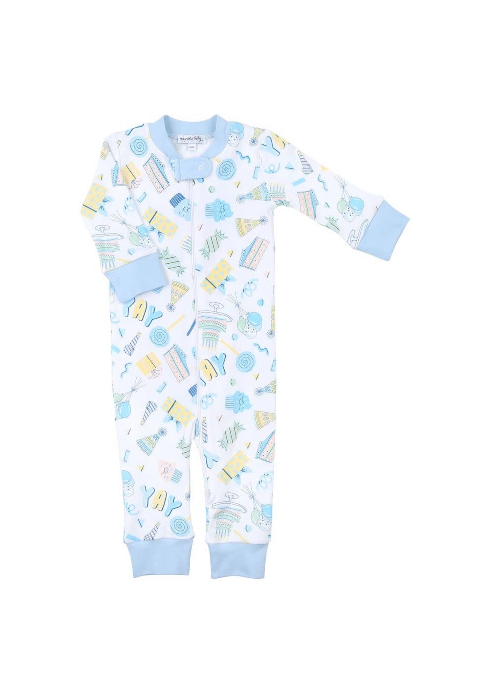 Magnolia Baby Birthday Bash Zipper Pjs Light Blue