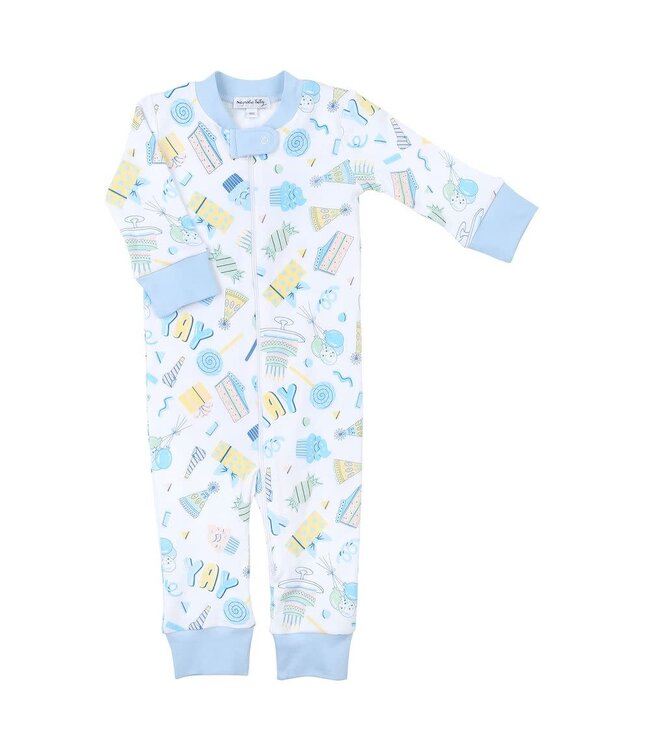 Birthday Bash Zipper Pjs Light Blue