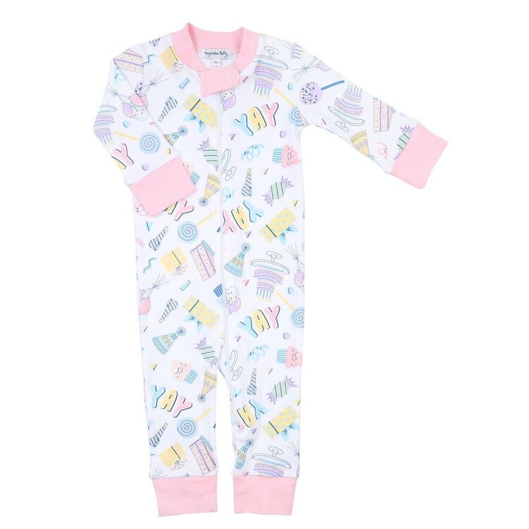 Magnolia Baby Birthday Bash Zipper Pjs - Pink