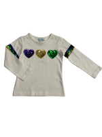 LuLu BeBe Mardi Gras Sequin Heart Shirt