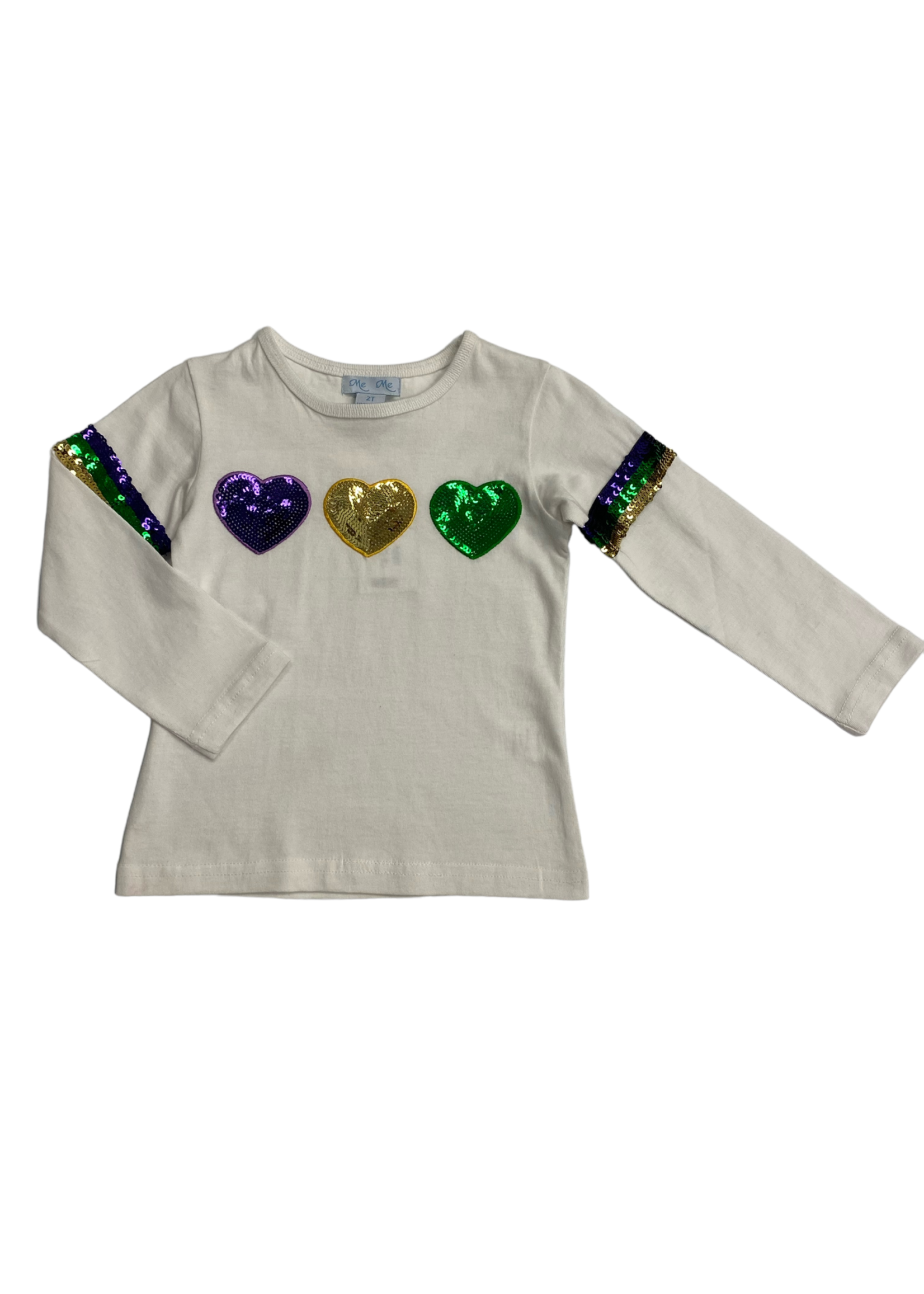 LuLu BeBe Mardi Gras Sequin Heart Shirt