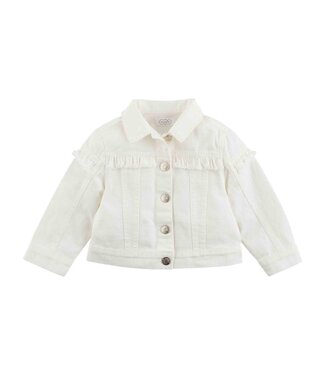 MudPie White Denim Ruffle Jacket